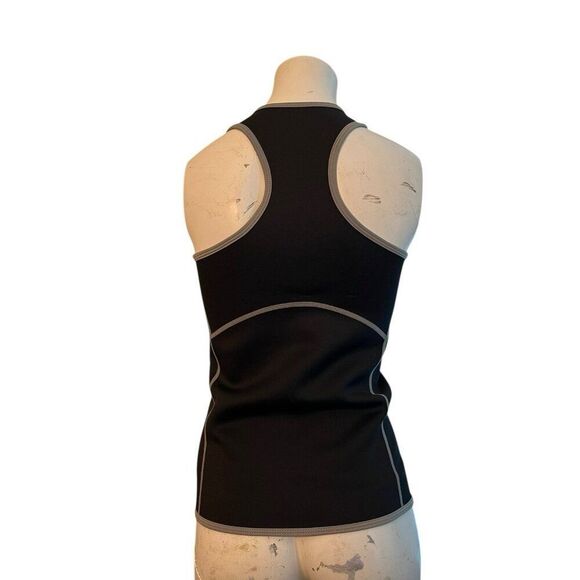 Womens M Black Neoprene Sauna Full Zip Vest Slimming Athlete Workout Saunafx - Picture 5 of 6